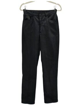 Vintage On The Verge Womens 6 Pants Faux Leather High Rise Straight Leg Black